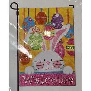 NEW Easter Bunny Eggs Welcome Spring‎ Garden Flag 12.5" x 18"